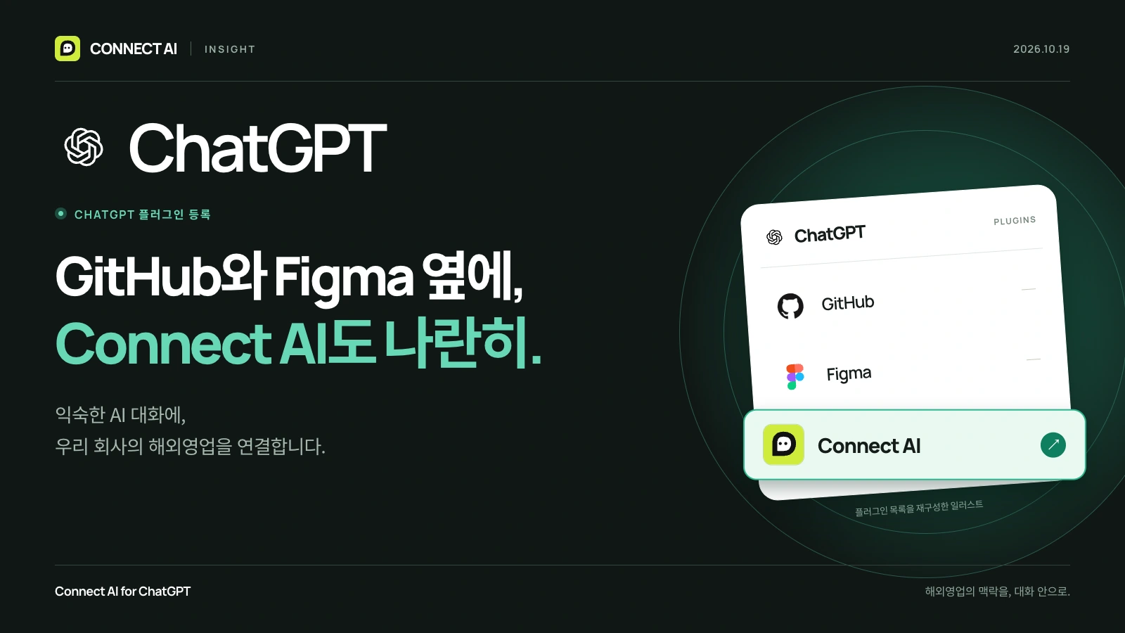 GitHub와 Figma 옆에, Connect AI도 나란히.